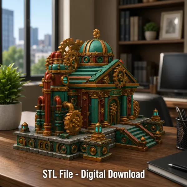 Grand Steampunk Gearworks Castle STL File for 3D Print - Model preview 1