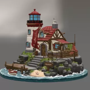 🌊 Lighthouse Harbor House STL File for 3D Print - Model thumbnail 8