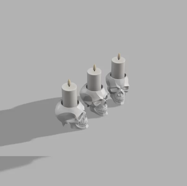 Skull Candle Holder - Gothic Decor - Model preview 1