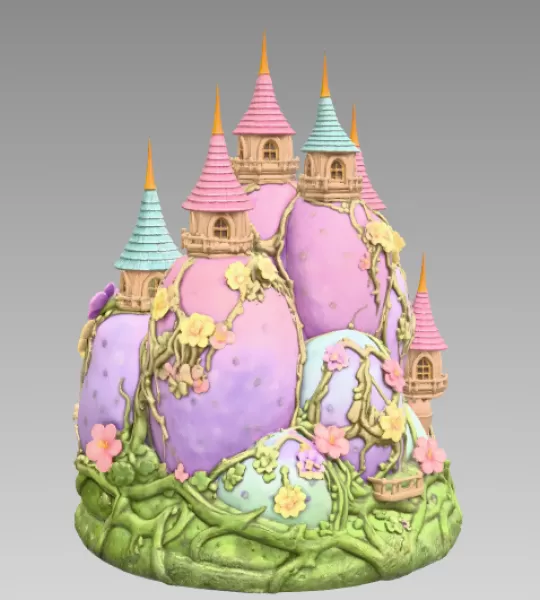 Fantasy Egg Castle STL File– 3D Printable Easter Decoration - Model preview 5