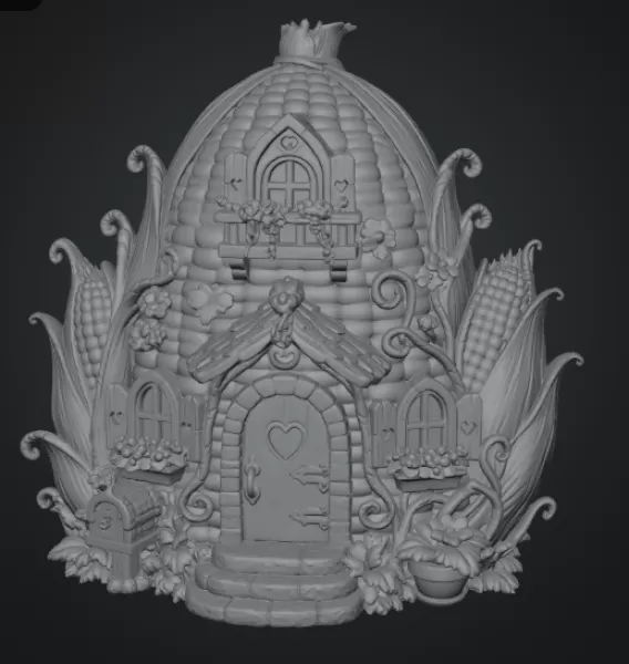 Corn Cottage STL File for 3D Print - Model preview 8
