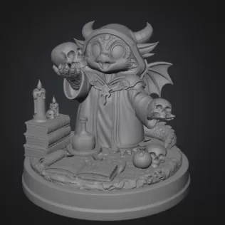 Cute Fantasy Mage Dragon STL File for 3D Printing - Model thumbnail 8
