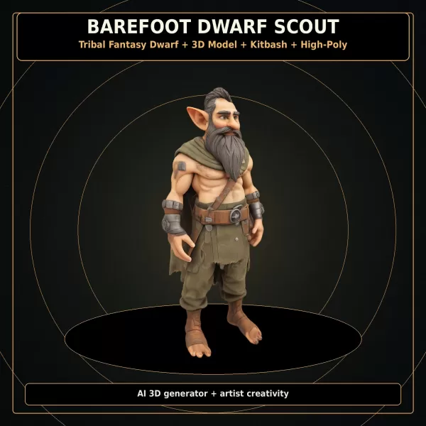 Dwarf Heroes Fantasy Warrior Kitbash Pack – High-Poly 10 Char - Model preview 18