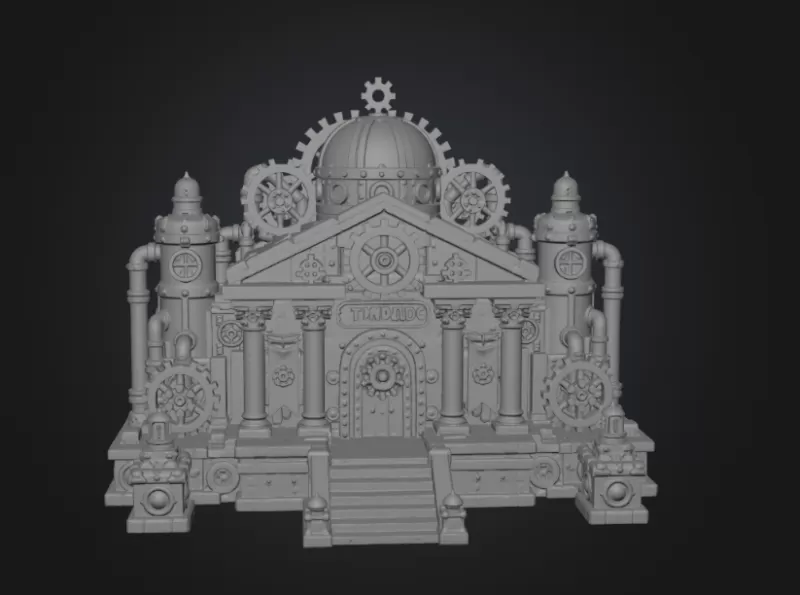 Grand Steampunk Gearworks Castle STL File for 3D Print - Model preview 10