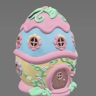 Cute Fantasy Egg House - STL File - Model thumbnail 3