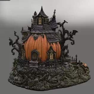 Haunted Pumpkin House Organizer STL File for 3D Print - Model thumbnail 11