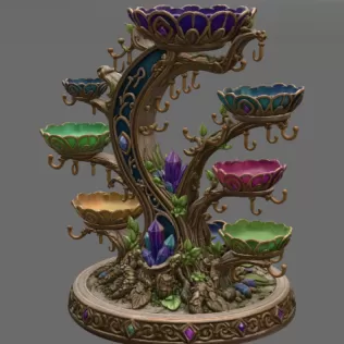Enchanted Crystal Jewelry Tree STL File for 3D Print - Model thumbnail 11