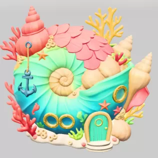 Ocean Shell House – STL File for 3D Printing - Model thumbnail 10