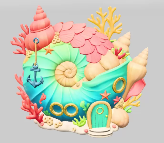 Ocean Shell House – STL File for 3D Printing - Model preview 10