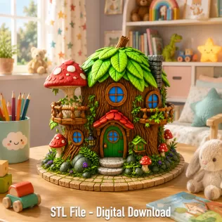 Enchanted Tree House Cottage STL File for 3D Print