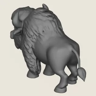 Cartoon Bison Print Ready 3D Model