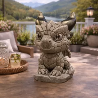 Baby Stone Dragon STL File 3D Printable Fantasy Dragon Figurine - Model thumbnail 2