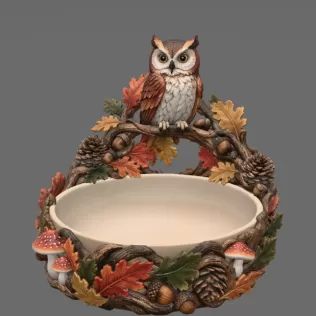 Autumn Owl Bowl Organizer STL File for 3D Print - Model thumbnail 8