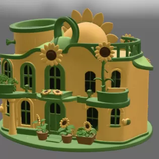 🌻 Happy Sunflower House STL File for 3D Print - Model thumbnail 11