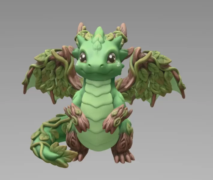 Wood Dragon – STL File 3D Printable Fantasy Dragon Figurine - Model preview 4
