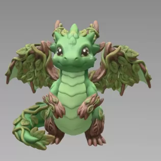 Wood Dragon – STL File 3D Printable Fantasy Dragon Figurine - Model thumbnail 4