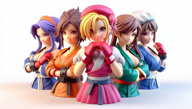 Group of Fighting Girls 3D Model - Model preview 1