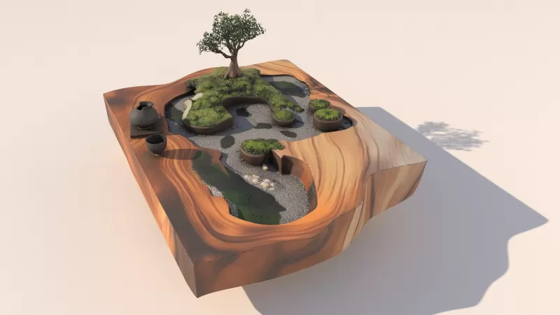 Zen_Coffee Table (For Interior 3D Model) - Model preview 1