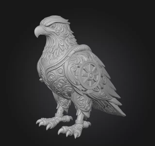 Armored Eagle — Ornate Steampunk Statue (STL) - Model preview 2
