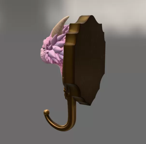 Grumpy Dragon Wall Hook STL File for 3D Print - Model preview 5