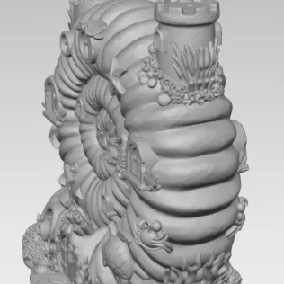 Nautilus Seashell Fantasy House – Ocean Coral Cottage STL | 3D P - Model thumbnail 9