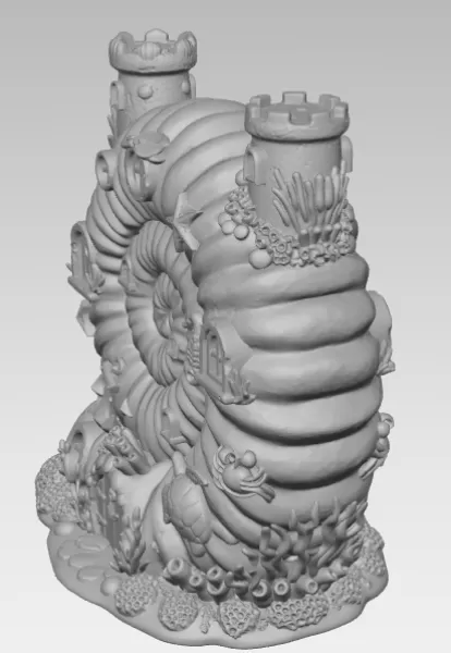 Nautilus Seashell Fantasy House – Ocean Coral Cottage STL | 3D P - Model preview 9