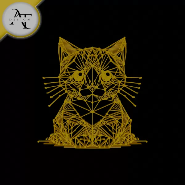 Cat - Geometric - 2D Wall Art Decor - Model preview 1