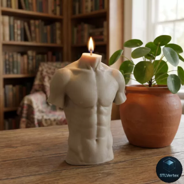 Candle with detailed muscular male torso - Model preview 2