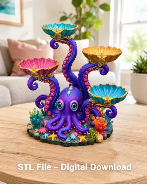 Magical Ocean Octopus Organizer STL File for 3D Print - Model preview 1