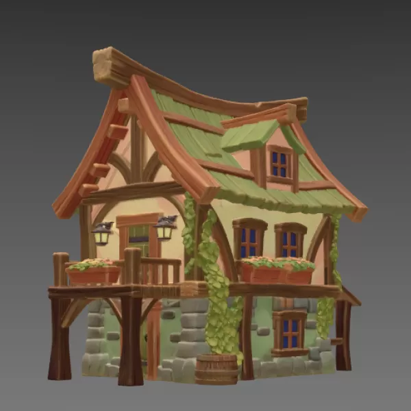 Enchanted Harvest Cottage STL File for 3D Print - Model preview 3