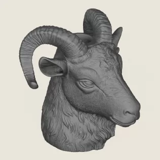Goat Head Vase Print Ready 3D Model - Model thumbnail 5
