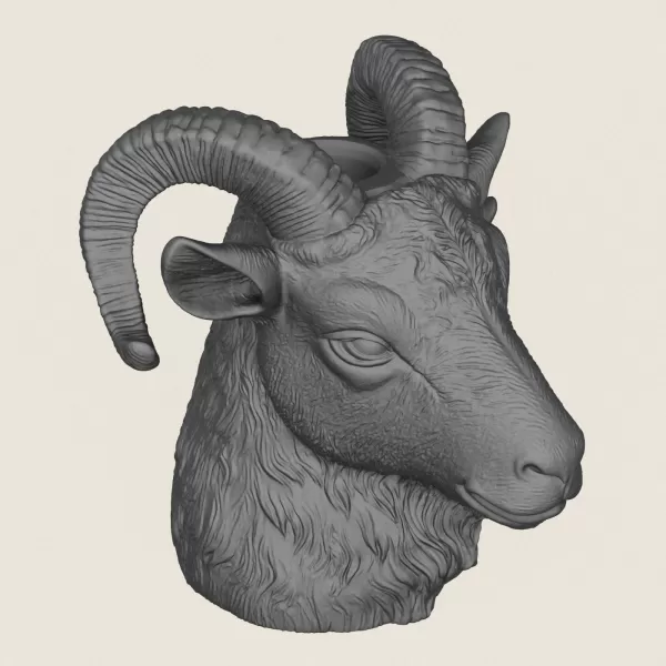 Goat Head Vase Print Ready 3D Model - Model preview 5