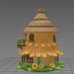 Fantasy Straw Cottage – STL File 3D Printable Fairy House - Model thumbnail 5