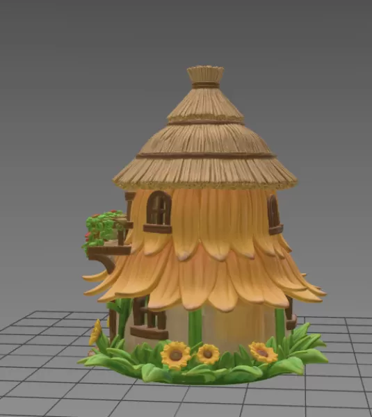 Fantasy Straw Cottage – STL File 3D Printable Fairy House - Model preview 5