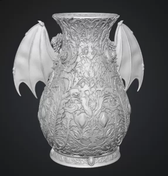 Crimson Floral Dragon Vase STL File for 3D Print - Model preview 14