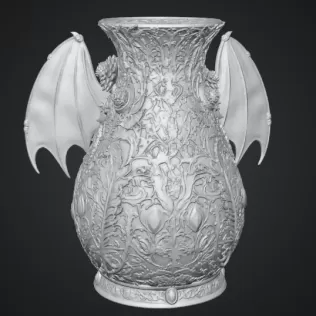 Crimson Floral Dragon Vase STL File for 3D Print - Model thumbnail 14