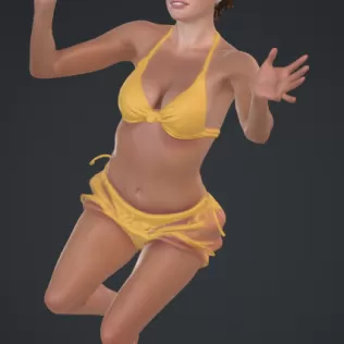 Frau am Strand mit ball springend