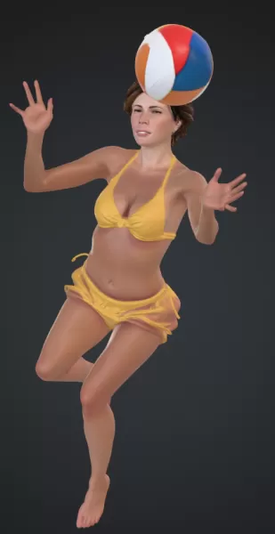 Frau am Strand mit ball springend - Model preview 1