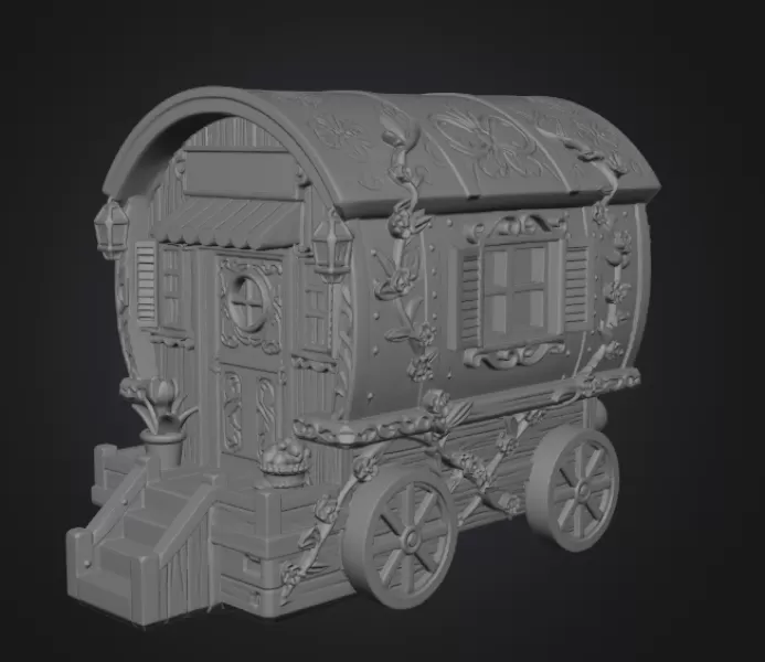 Enchanted Gypsy Wagon Cottage STL File 3D Print - Model preview 7