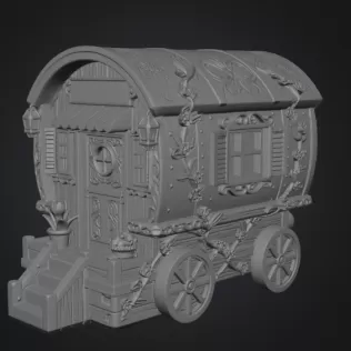 Enchanted Gypsy Wagon Cottage STL File 3D Print - Model thumbnail 7