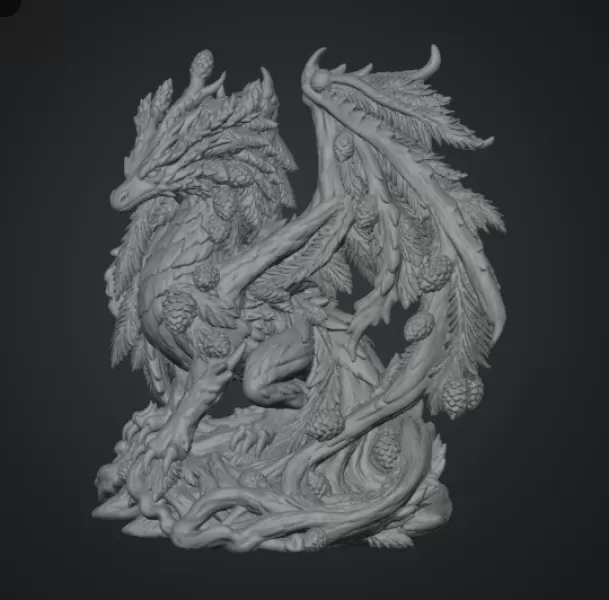 Ancient Forest Guardian Dragon STL File for 3D Print - Model preview 14