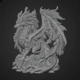 Ancient Forest Guardian Dragon STL File for 3D Print - Model thumbnail 14