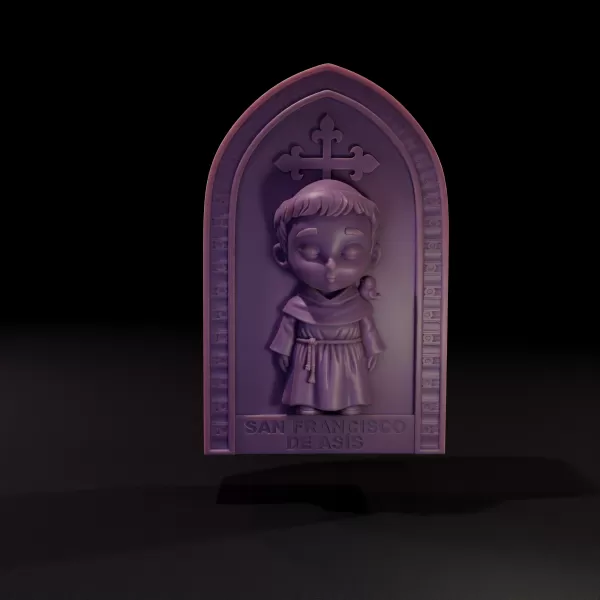 San Francisco de Asís Estilo Chibi - Modelo Imprimible 3D - Model preview 2