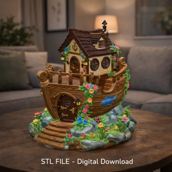 Enchanted Ship Cottage STL File 3D Print - Model preview 2