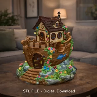 Enchanted Ship Cottage STL File 3D Print - Model thumbnail 2