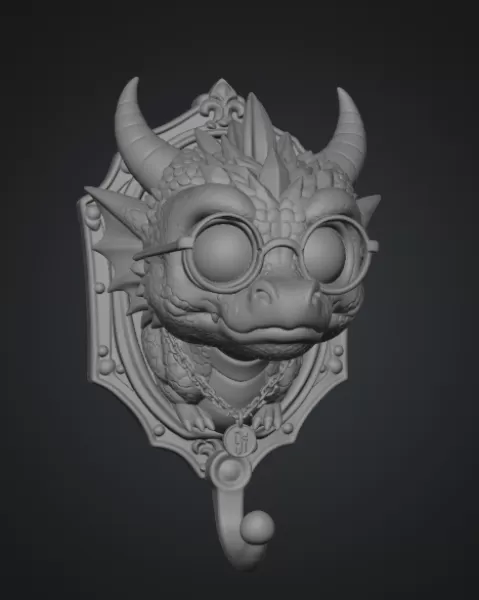 Kawaii Dragon Key Holder STL File for 3D Print - Model preview 11