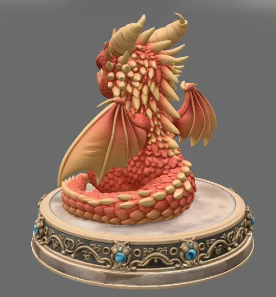 Grumpy Guardian Dragon STL File 3D Print - Model preview 4