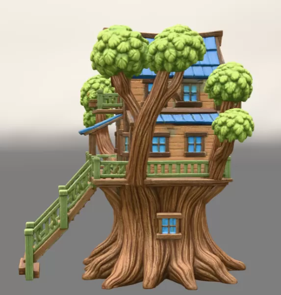 Fantasy Treehouse STL File for 3D Print - Model preview 4