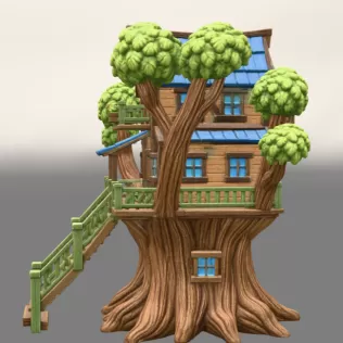 Fantasy Treehouse STL File for 3D Print - Model thumbnail 4