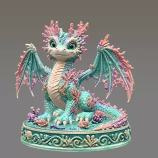 Coral Reef Baby Dragon STL for 3D Print - Model thumbnail 3